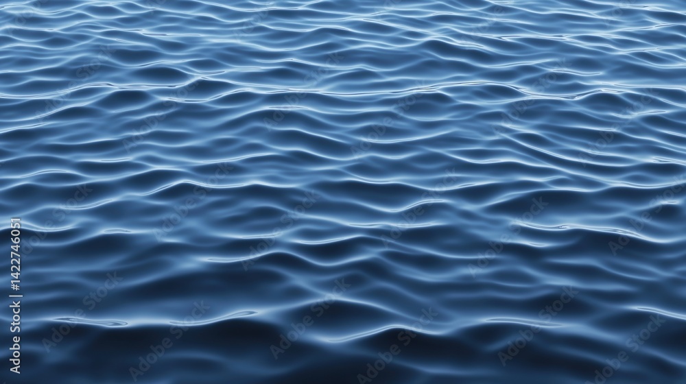 Obraz premium A serene image of gentle waves rippling across a calm body of water, reflecting light in various shades of blue.