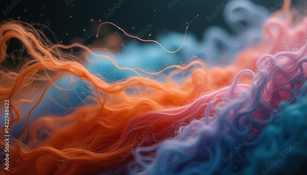 Obraz premium Colorful Fiber Abstract: A Vibrant and Textured Background of Orange, Pink, and Blue Strands