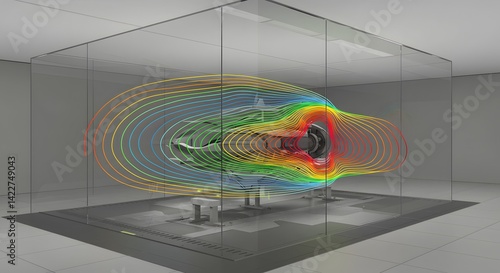 Computational Fluid Dynamics Simulation Visualization Rainbow Color Streamlines  Engineering Technology