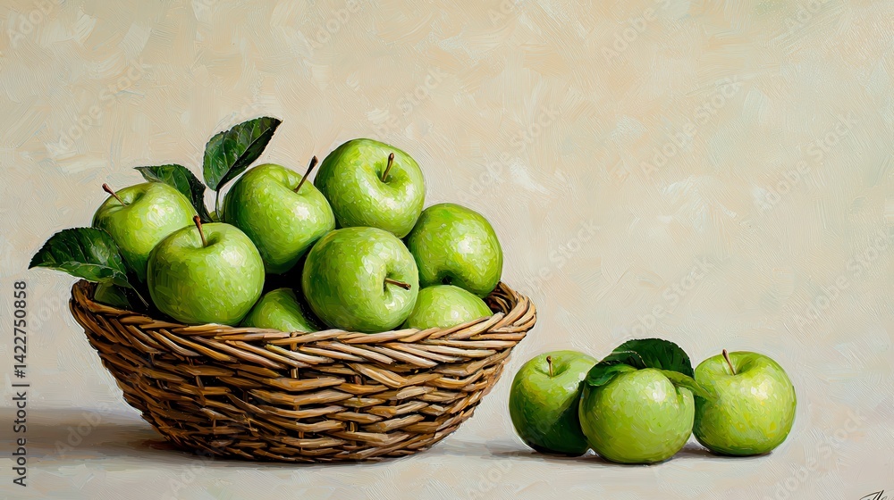 Fresh Green Apples in Basket Fresh Green Apples in Basket