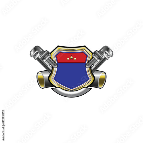 Professional Plumber Logo with Pipe and Wrench Icon