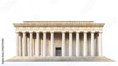 Lincoln Memorial with Columns on White Background
