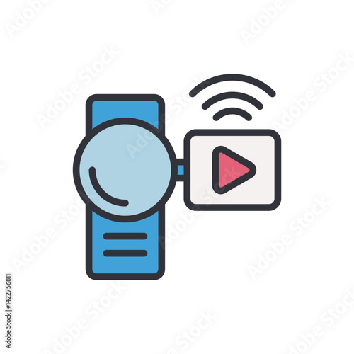 Video broadcast colored icons, minimalist vector illustration ,simple transparent graphic element .Isolated on white background