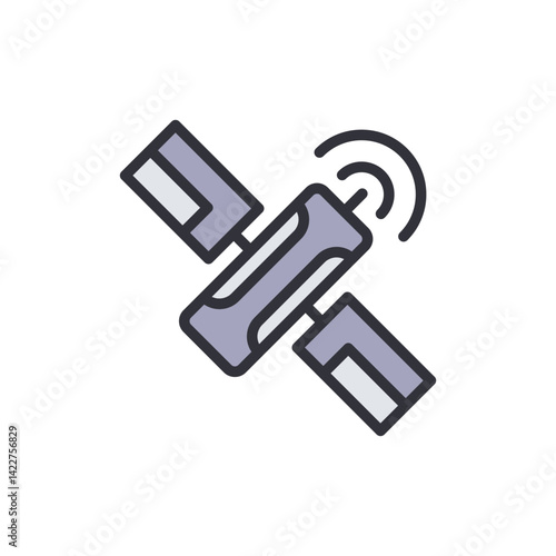 Satellite colored icons, minimalist vector illustration ,simple transparent graphic element .Isolated on white background