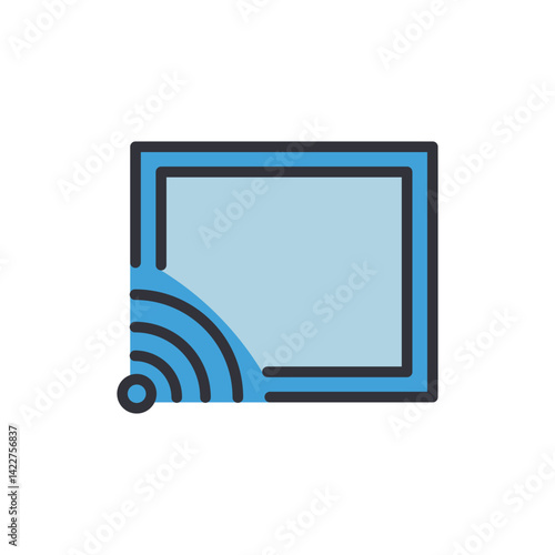 Screen cast colored icons, minimalist vector illustration ,simple transparent graphic element .Isolated on white background