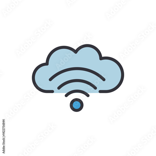 Cloud broadcast colored icons, minimalist vector illustration ,simple transparent graphic element .Isolated on white background