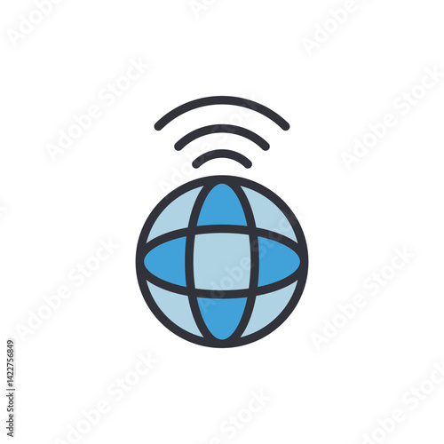 Online broadcast colored icons, minimalist vector illustration ,simple transparent graphic element .Isolated on white background
