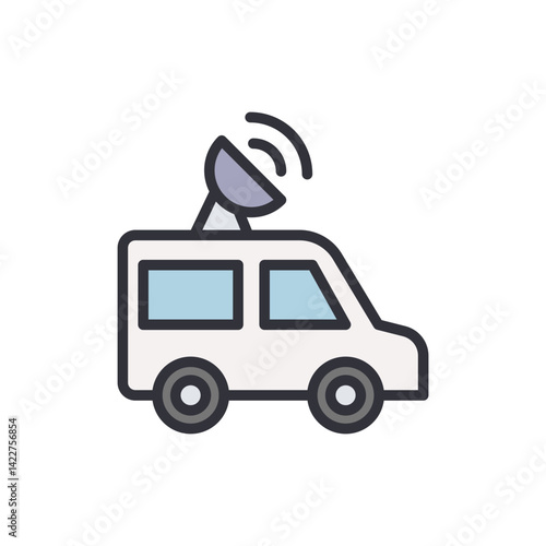 Journalism car colored icons, minimalist vector illustration ,simple transparent graphic element .Isolated on white background