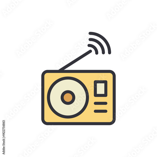 Radio broadcast colored icons, minimalist vector illustration ,simple transparent graphic element .Isolated on white background