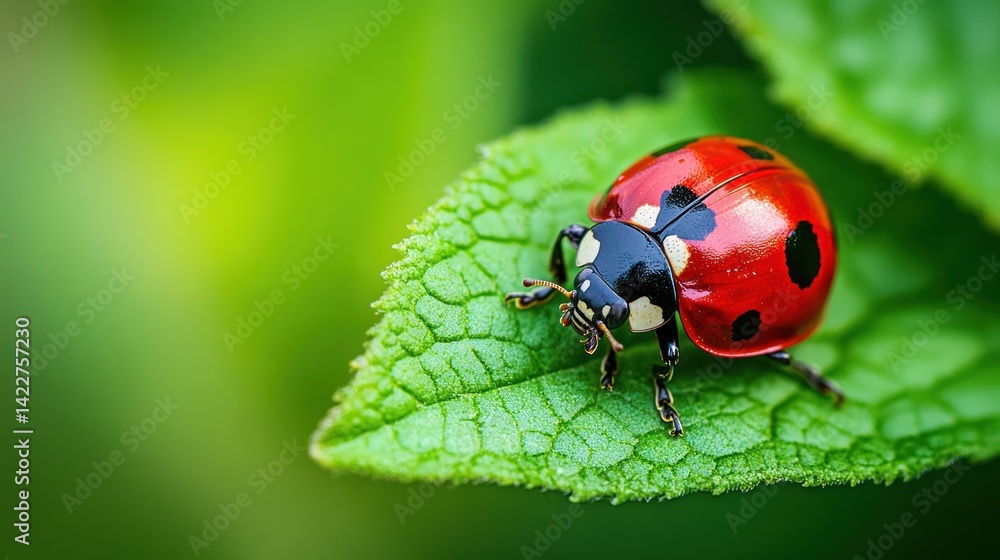 Ladybug on a Leaf: A Close-Up Macro Shot Ladybug on a Leaf: A Close-Up Macro Shot