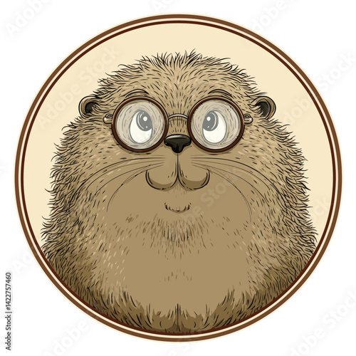 Cute, studious rodent wearing spectacles.