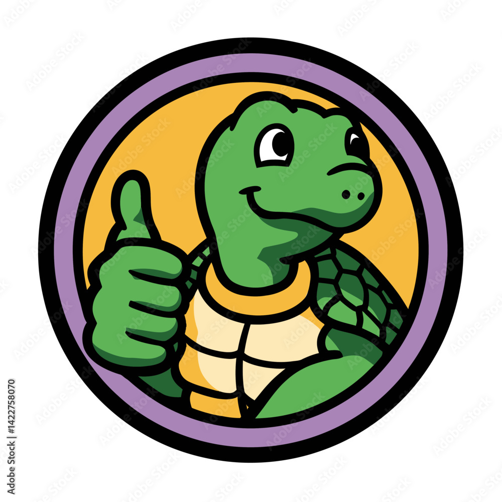 Obraz premium Cartoon turtle giving a thumbs-up gesture.