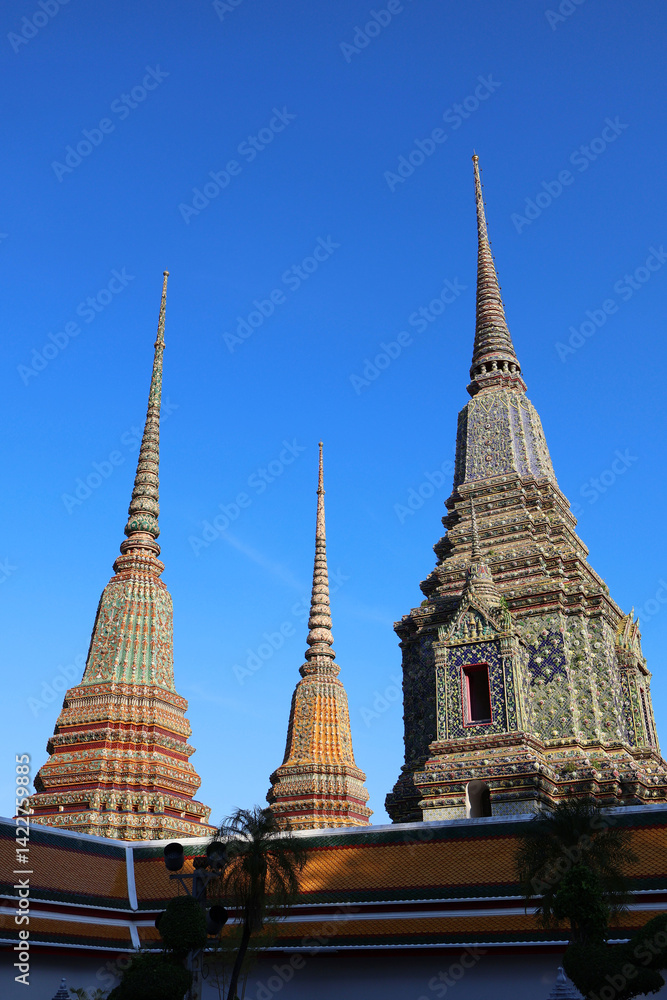 Fototapeta premium Wat Pho Temple Spires in Bangkok, Thailand