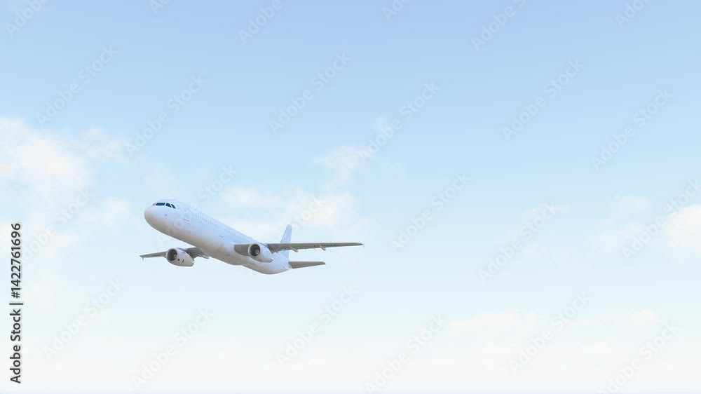 A commercial airplane taking off into the blue sky. Airplane flies in blue sky. Airplane flying across. Travel. Airplane takes off against the background of blue sky. 3840x2160. ULTRA HD. 4K. A commercial airplane taking off into the blue sky. Airplane flies in blue sky. Airplane flying across. Travel. Airplane takes off against the background of blue sky. 3840x2160. ULTRA HD. 4K.