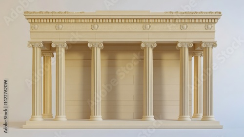 Lincoln Memorial with Columns on White Background