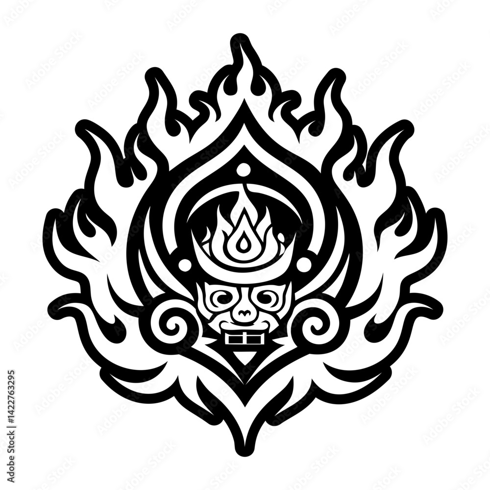 A solid style icon of demon fire symbol A solid style icon of demon fire symbol