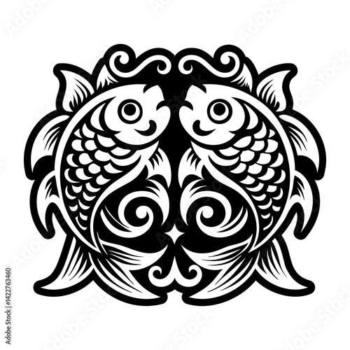 A filled style icon of golden fish tattoo