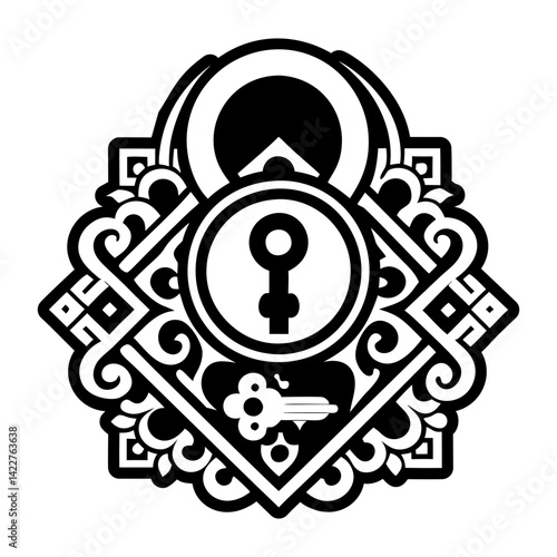 A glyph style icon of monastery lock symbol