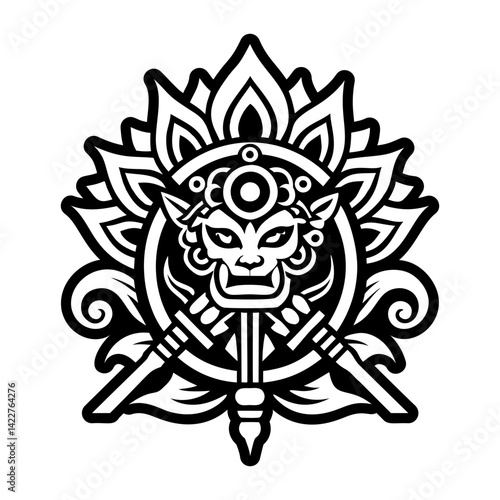A solid style icon of shaman tattoo