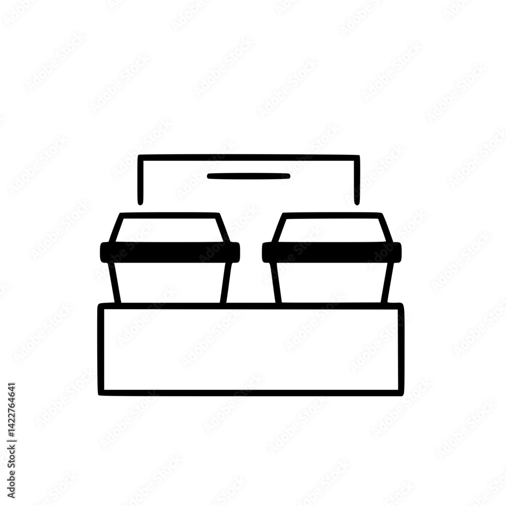 Cardboard coffe cup holder delivering hot drinks vector Cardboard coffe cup holder delivering hot drinks vector