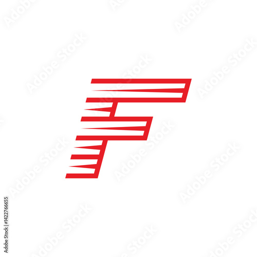 letter f fast red run stripes logo vector