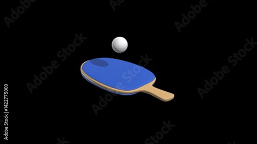 Table Tennis Racket Loading Animated 3D Icon with transparent background (HD) Alpha channel