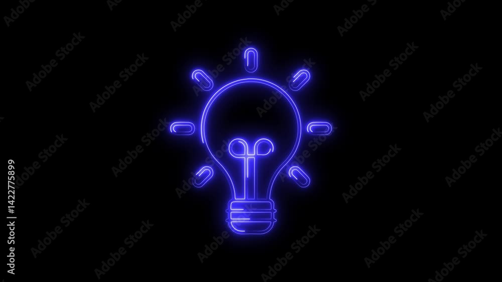 Animated glowing light bulb symbol on dark background for idea concepts Animated glowing light bulb symbol on dark background for idea concepts