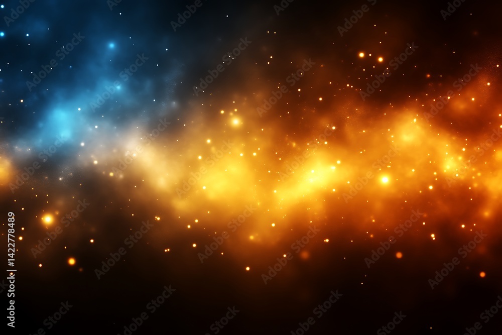 Abstract cosmic nebula with blue and orange hues. Abstract cosmic nebula with blue and orange hues.