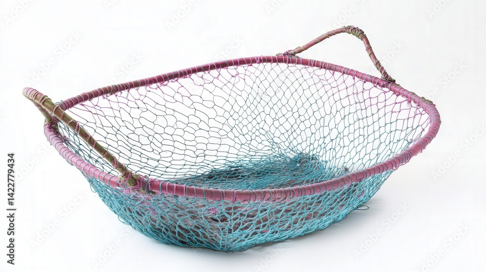 Obraz premium Vibrant Isolated Fishing Net on White Background