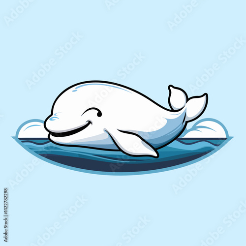 white beluga whale smiling vector illustration