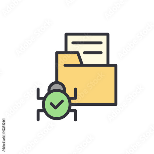 Bug fix colored icons, minimalist vector illustration ,simple transparent graphic element .Isolated on white background