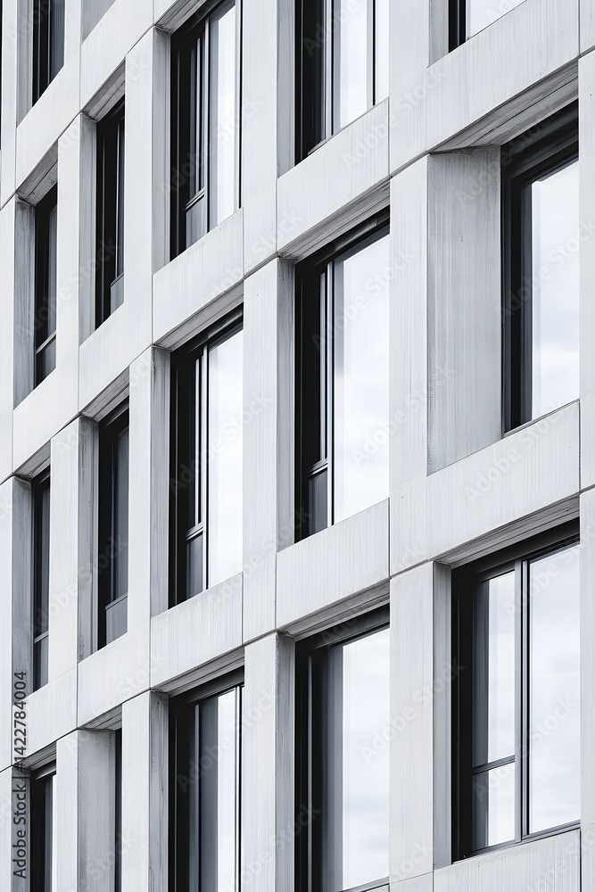 Modern Concrete Building Facade with Windows Modern Concrete Building Facade with Windows