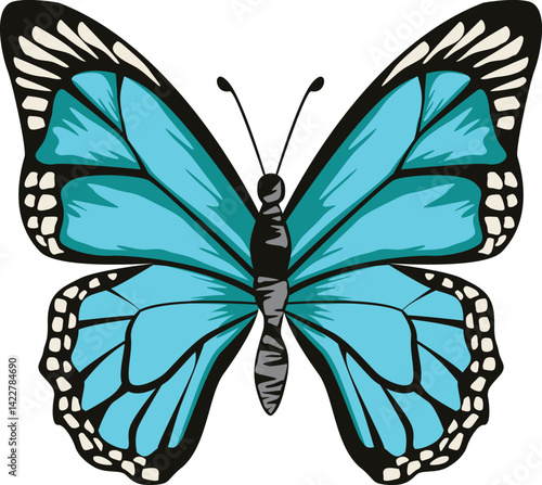 blue beauty butterfly insect icon vector editable
