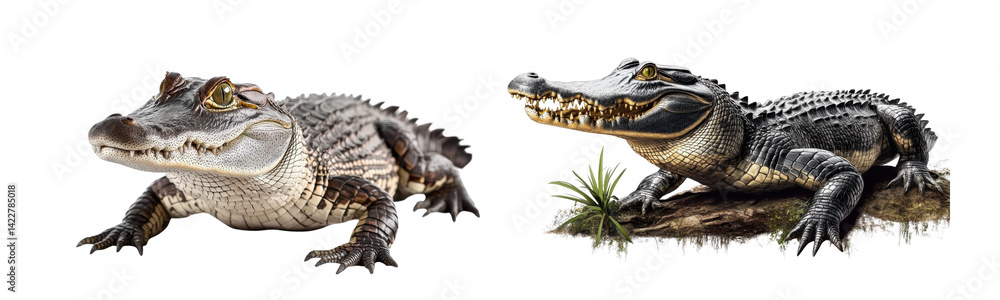 Obraz premium alligator pair on white background wildlife photography