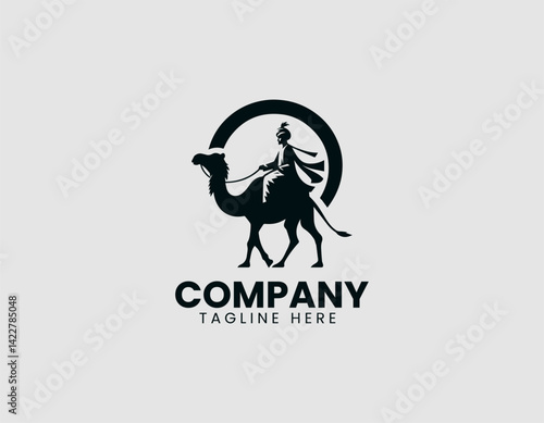 Pious Figure on Camelback Illustration Logo