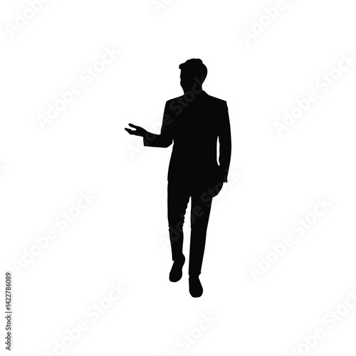 Businessman Silhouette with Hand Gesturing