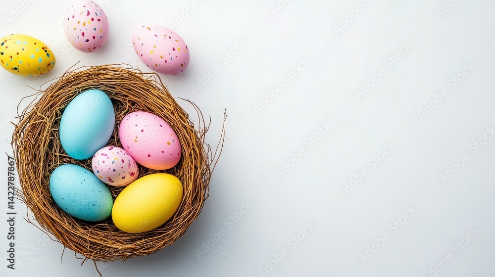 Vibrant Easter Eggs in a Natural Nesting Setting Vibrant Easter Eggs in a Natural Nesting Setting