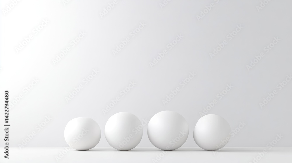 Four white spheres on a white surface Four white spheres on a white surface