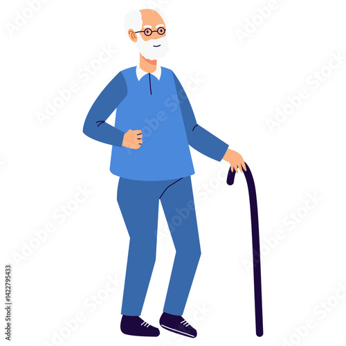 Elderly Pensioner Activity Character. Vector Illustration in Cartoon Style.