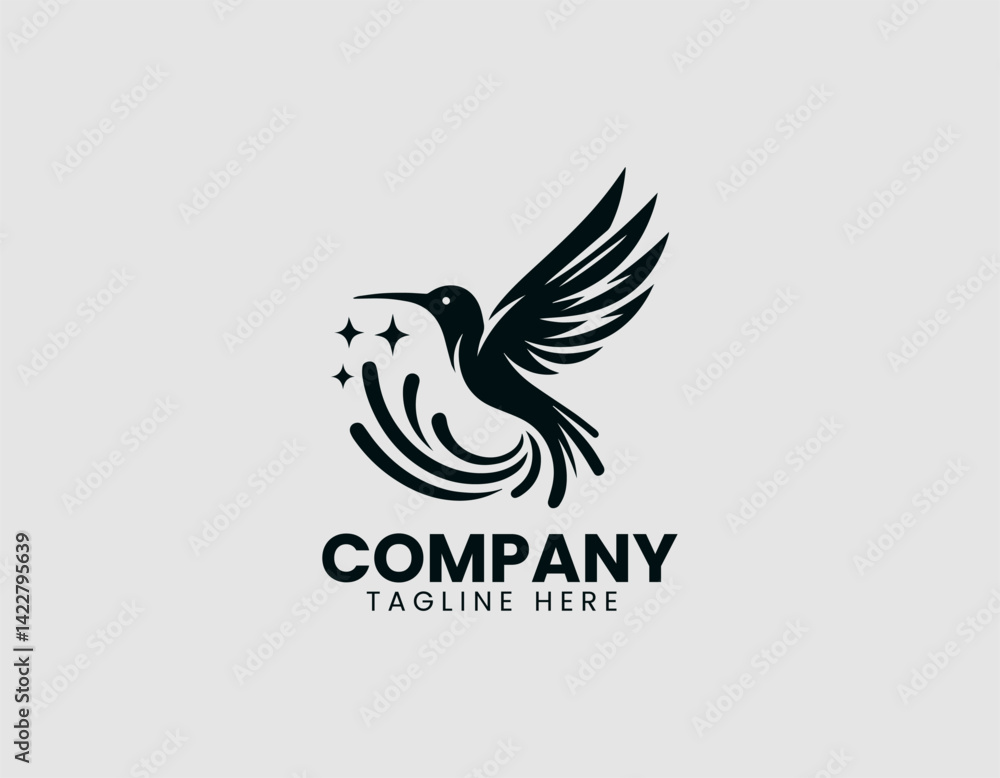 Obraz premium Hummingbird Bird Flying Vector Logo Design