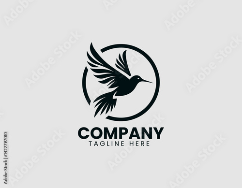 Hummingbird Bird Flying Vector Logo Design