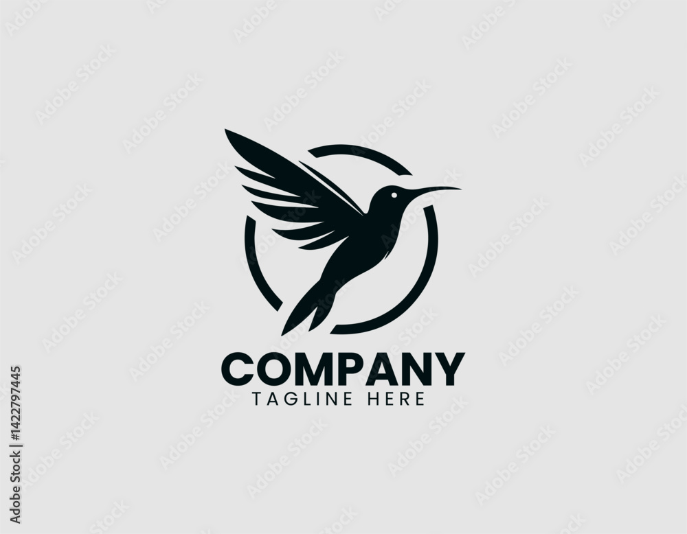 Fototapeta premium Hummingbird Bird Flying Vector Logo Design