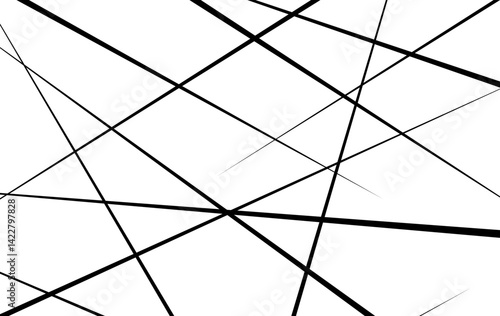 Random chaotic black lines abstract geometric pattern.