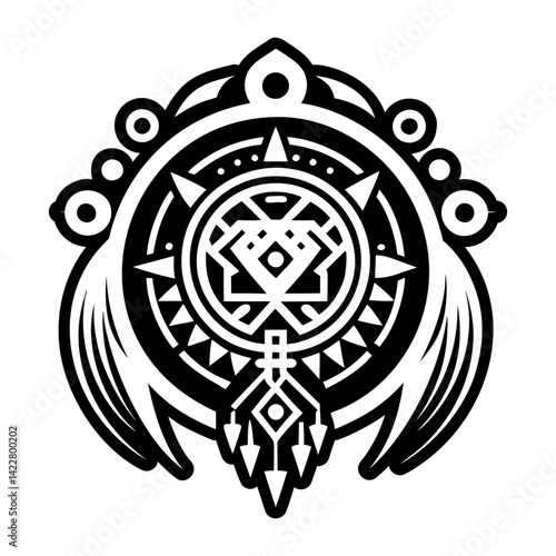 A filled style icon of shaman dreamcatcher symbol