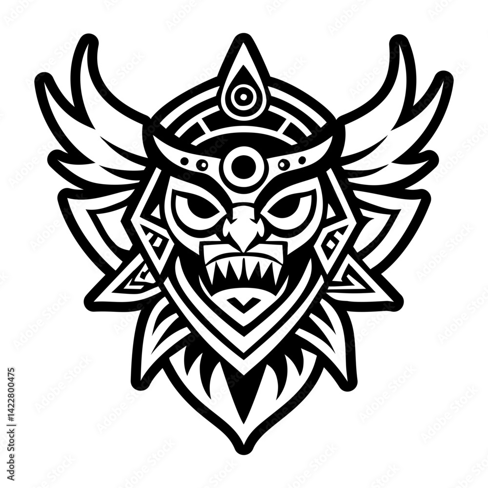 A filled style icon of guardian totem tattoo A filled style icon of guardian totem tattoo