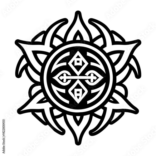 A filled style icon of shaman artwork symbol