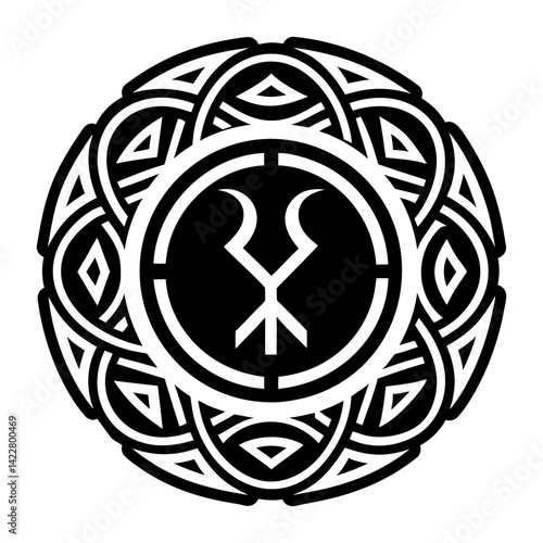 A glyph style icon of shaman healing tattoo