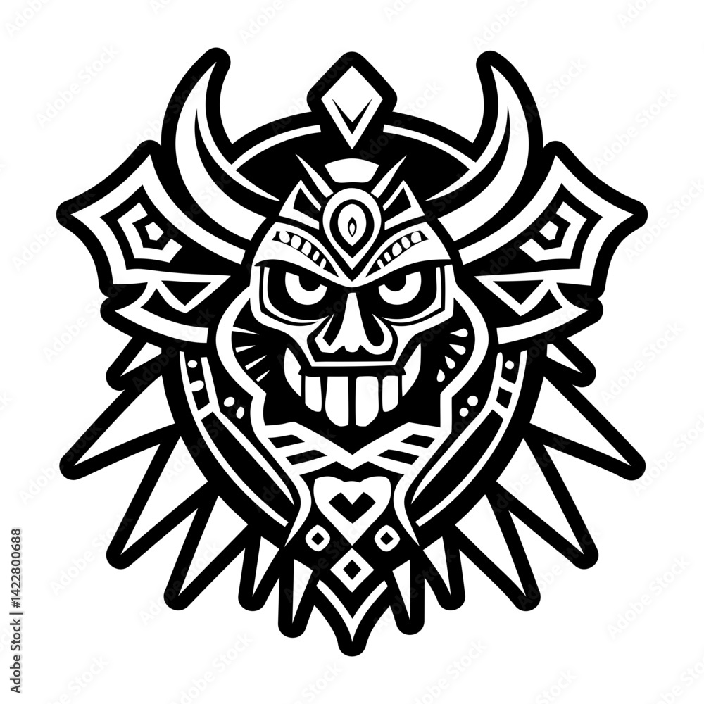 A glyph style icon of shaman protector tattoo A glyph style icon of shaman protector tattoo