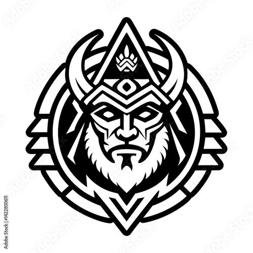 A glyph style icon of mountain shaman symbol