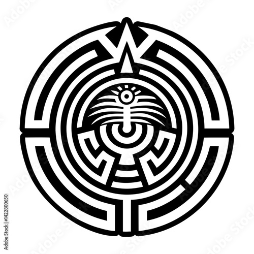 A solid style icon of shaman pathway tattoo